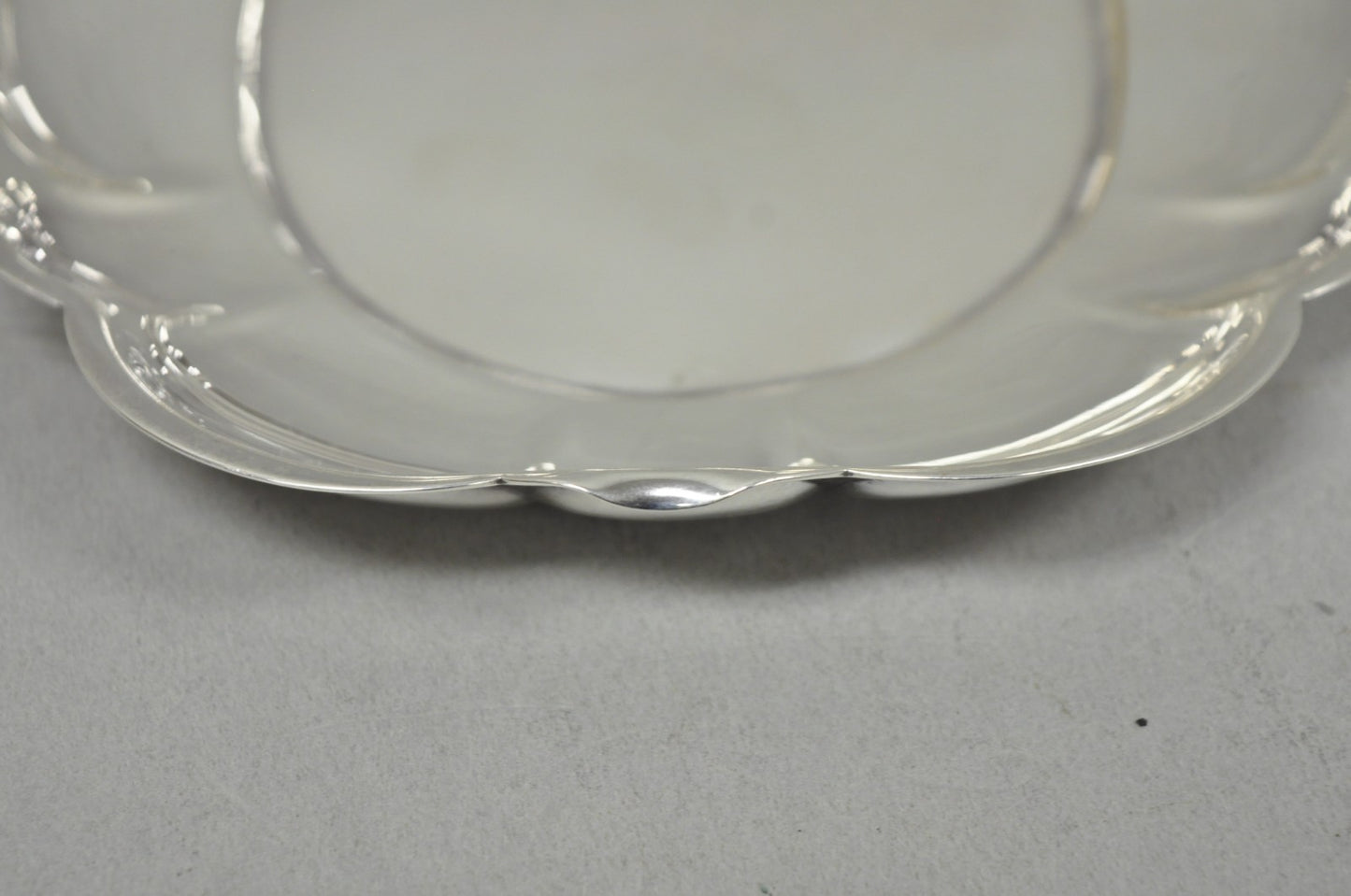 Antique Gorham YC 644 Engraved Silver Plated Small Scalloped Serving Dish