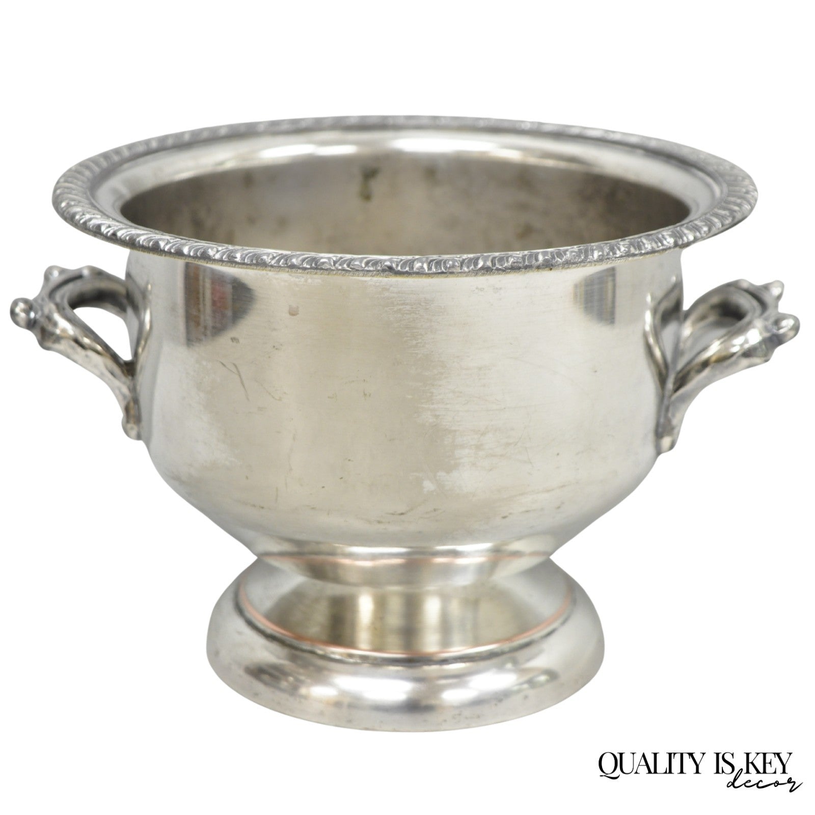 Vintage English Regency Style Silver Plated Low Champagne Chiller Ice Bucket