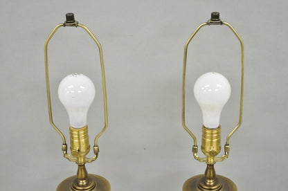 French Empire Cut Crystal Glass Urn & Brushed Brass Table Lamps by Wildwood Pair