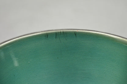 Vintage Towle Mid Century Modern Silver Plated Green Enamel Candy Nut Dish Bowl