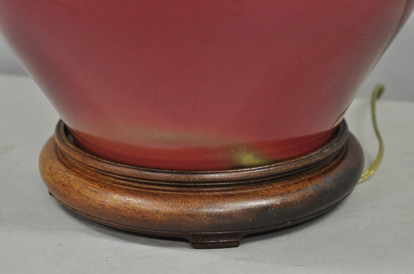 Antique Chinese Oxblood Red Glazed Porcelain Bulbous Jardinierie Table Lamp