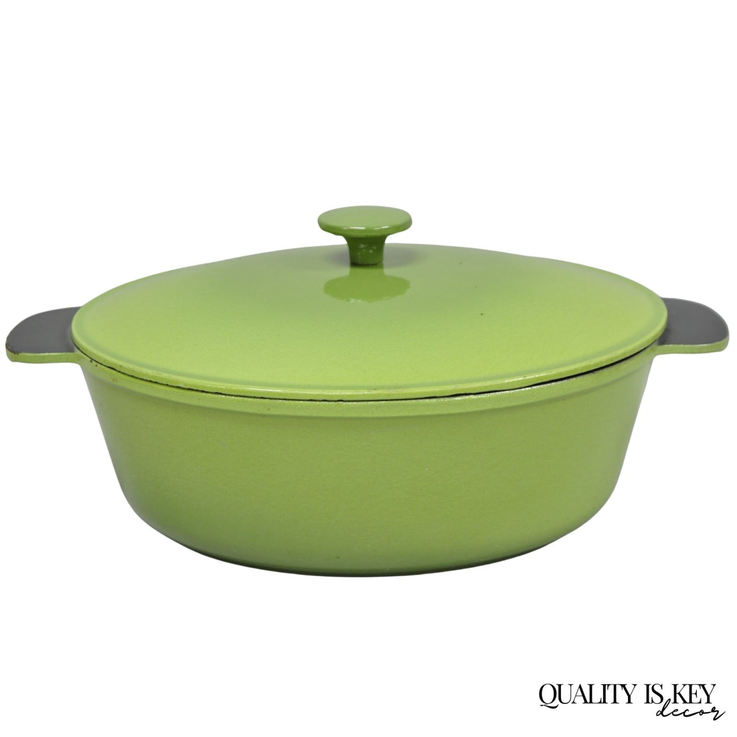 Vintage Cast Iron Dutch Oven Made in France 20538 Green Casserole Pot w/ Lid
