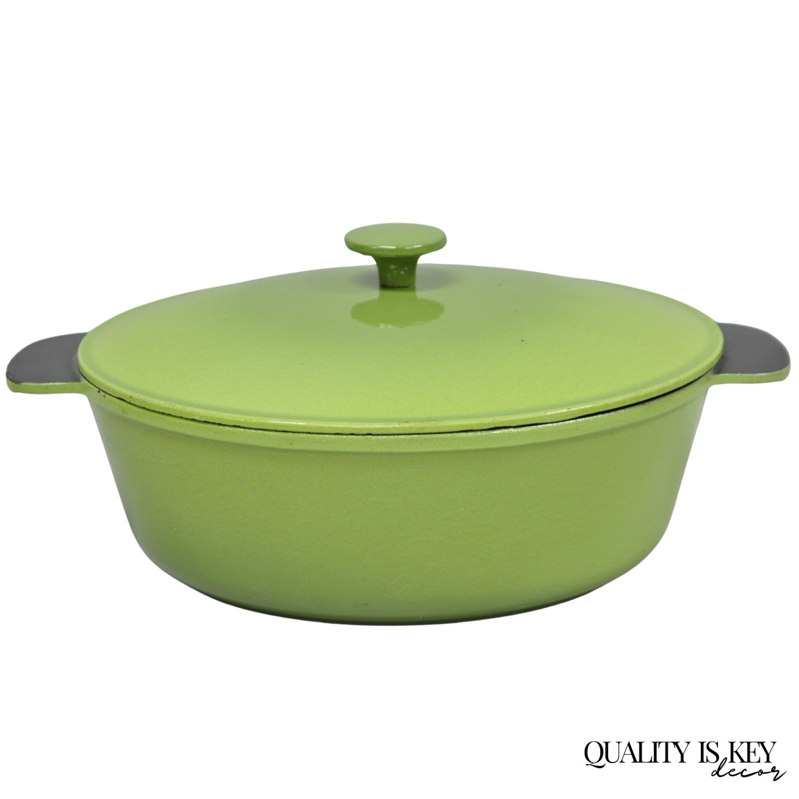Vintage Cast Iron Dutch Oven Made in France 20538 Green Casserole Pot w/ Lid