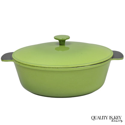 Vintage Cast Iron Dutch Oven Made in France 20538 Green Casserole Pot w/ Lid