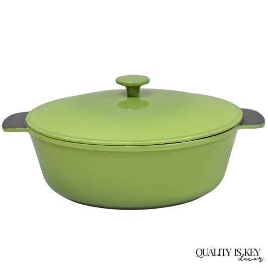 Vintage Cast Iron Dutch Oven Made in France 20538 Green Casserole Pot w/ Lid