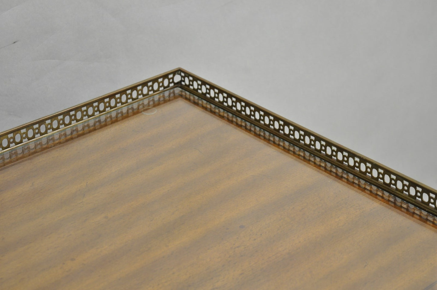 Maitland Smith Mahogany Regency Style 3 Drawer Writing Desk w/ Brass Gallery