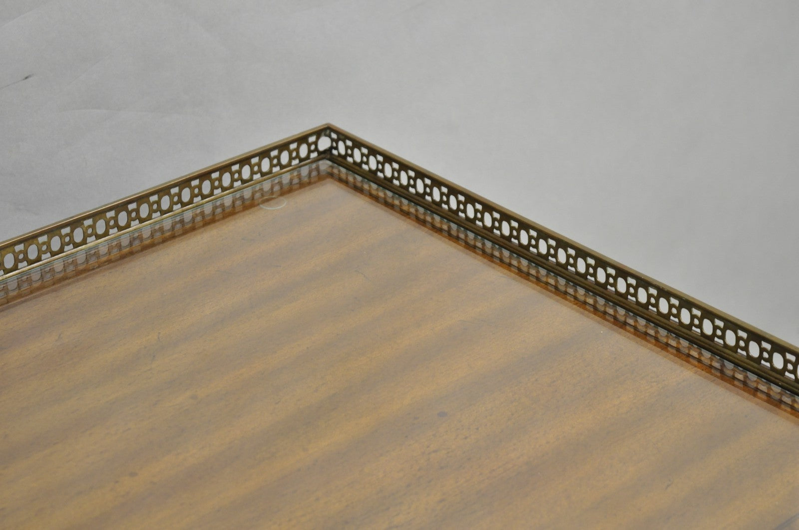 Maitland Smith Mahogany Regency Style 3 Drawer Writing Desk w/ Brass Gallery