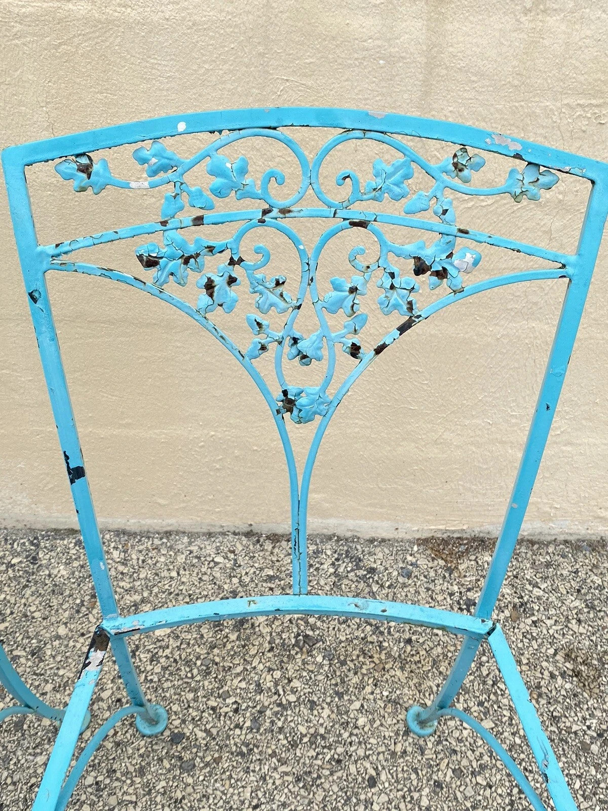 Vintage Woodard Orleans Pattern Wrought Iron Garden Patio Dining Chairs Set of 4