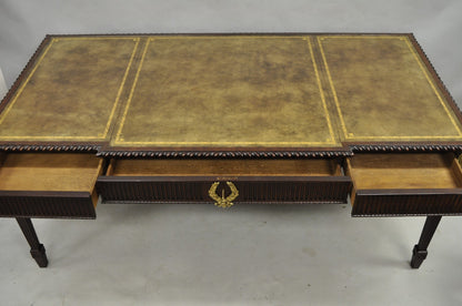 Vintage Baker Hepplewhite Style Mahogany Leather Top Executive Writing Desk