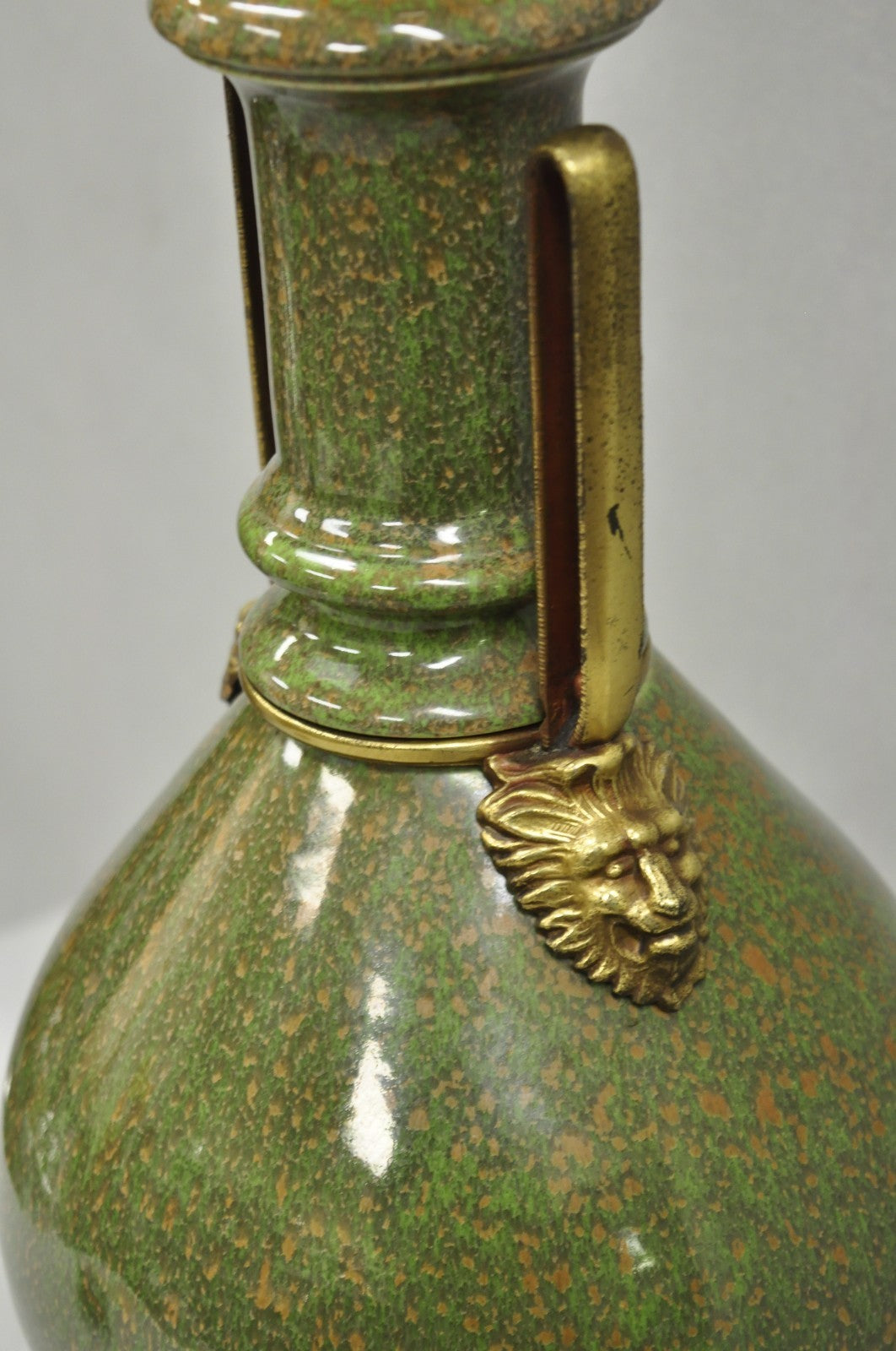 Vintage French Neoclassical Style Green Porcelain James Mont Style Table Lamp