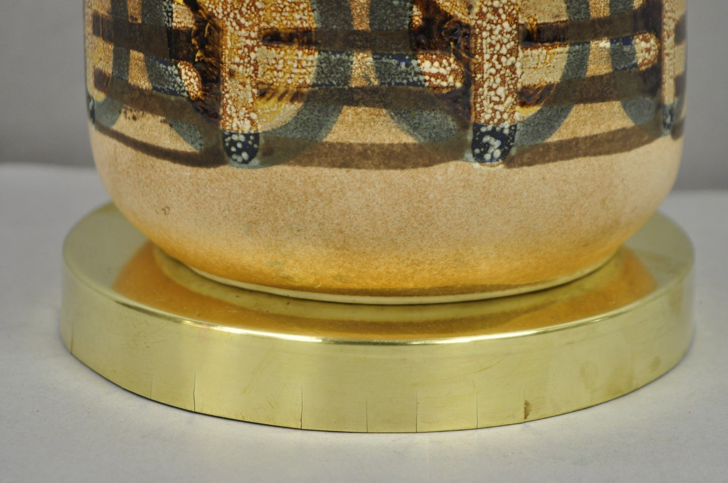Vintage Mid Century Modern Lapid Pottery Israel Ceramic Vase Table Lamp
