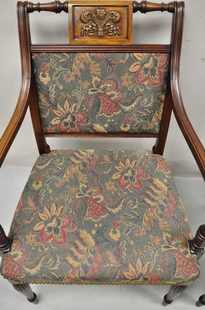Vintage English Sheraton Style Mahogany Prince of Wales Dining Chairs - Set of 6
