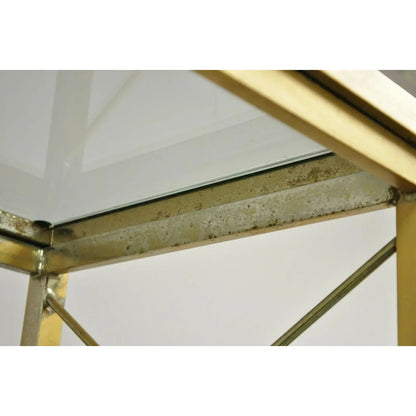 Vintage Hollywood Regency Modern Brass Plated Metal Gold X-Form Etagere Bookcase