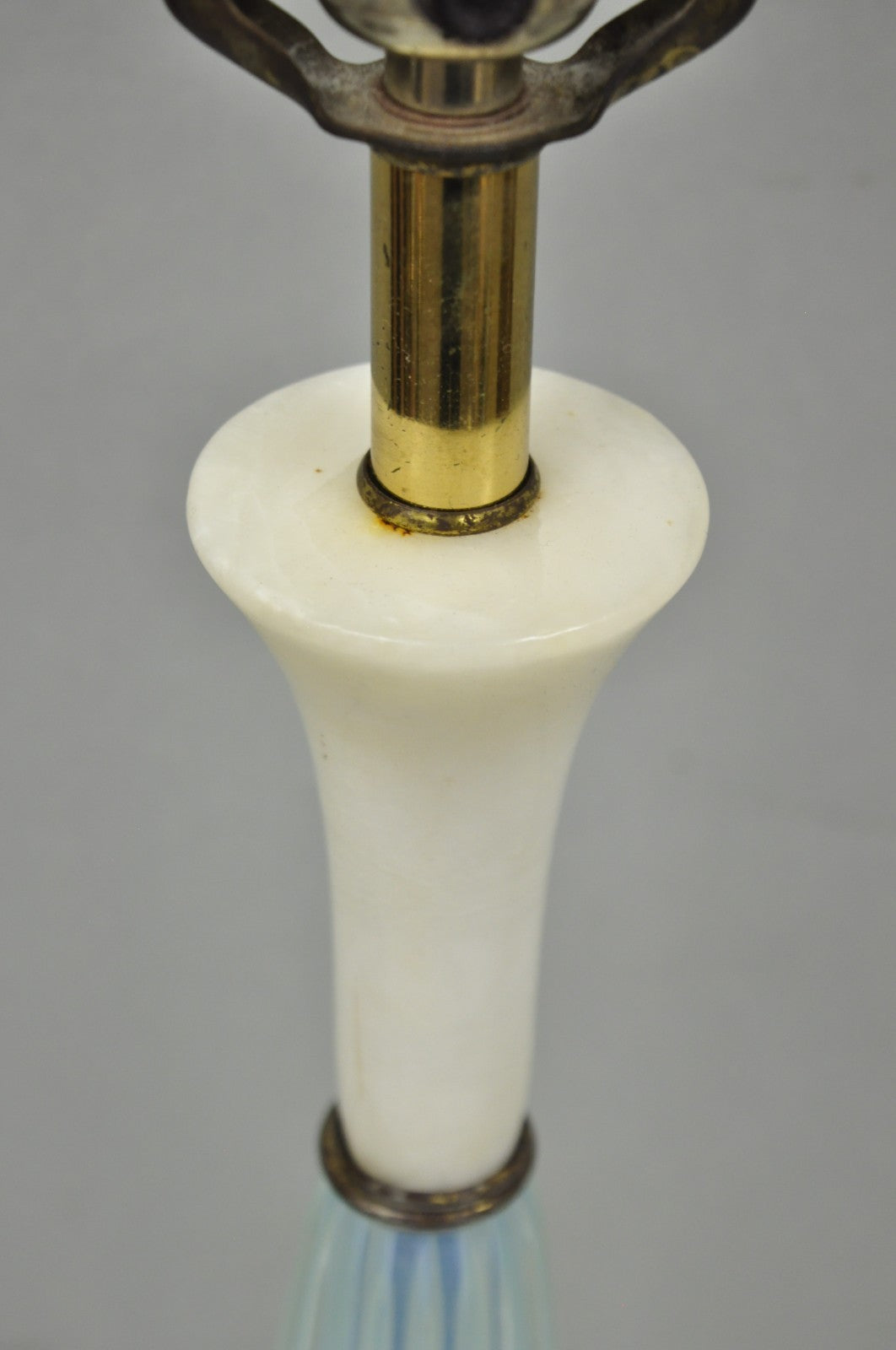 Vintage Murano Italian Mid Century Modern Blue Blown Glass Marble Table Lamp