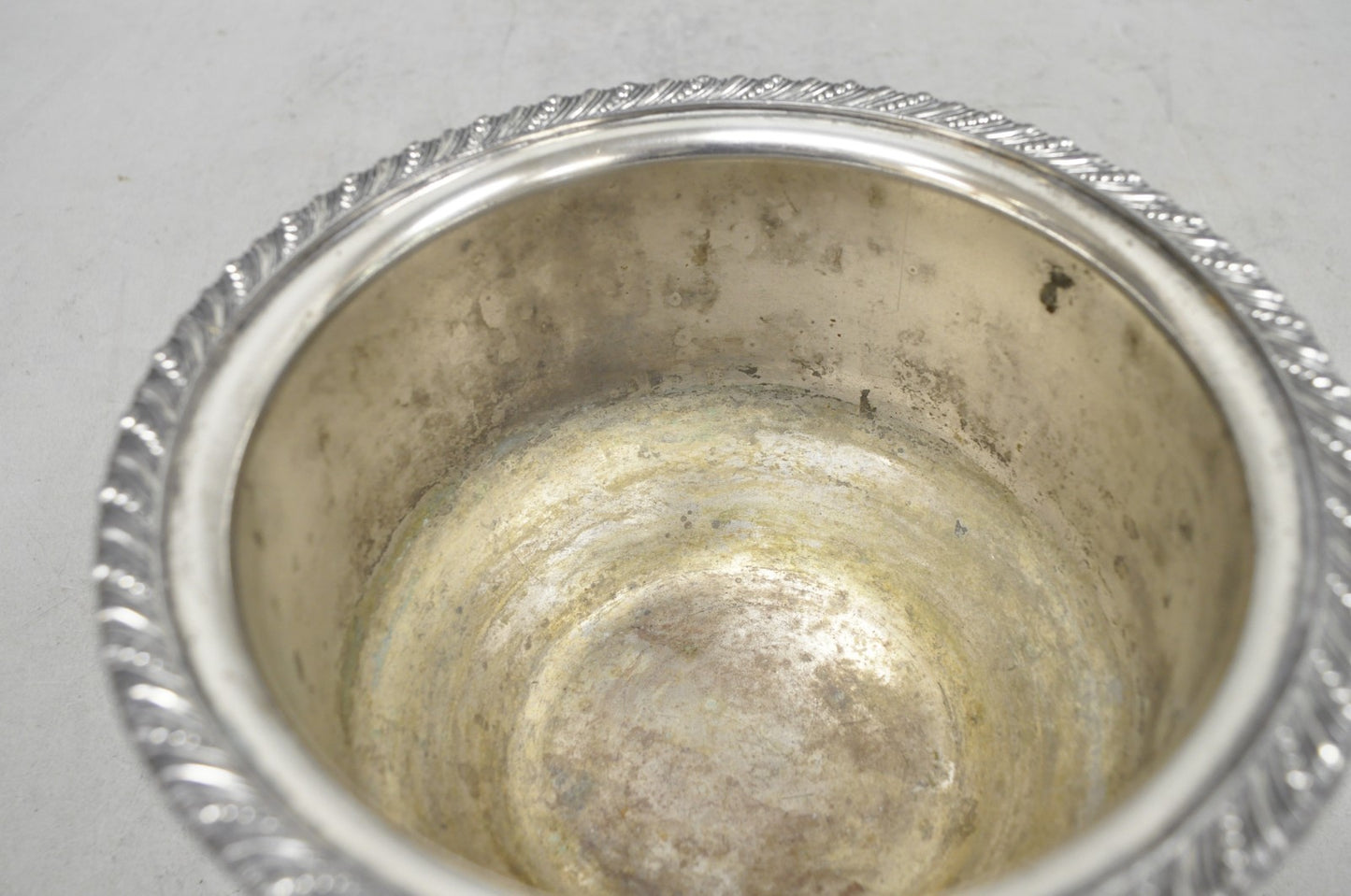 Vintage English Regency Style Silver Plated Low Champagne Chiller Ice Bucket
