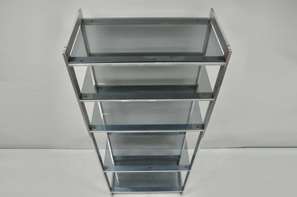 Vintage Mid Century Modern Brushed Aluminum Chrome Frame Etagere Bookcase Shelf
