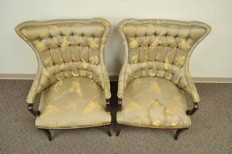 Grosfeld House Hollywood Regency Mahogany Arm Chairs after Dorothy Draper - Pair