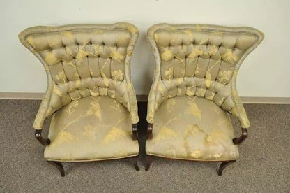 Grosfeld House Hollywood Regency Mahogany Arm Chairs after Dorothy Draper - Pair