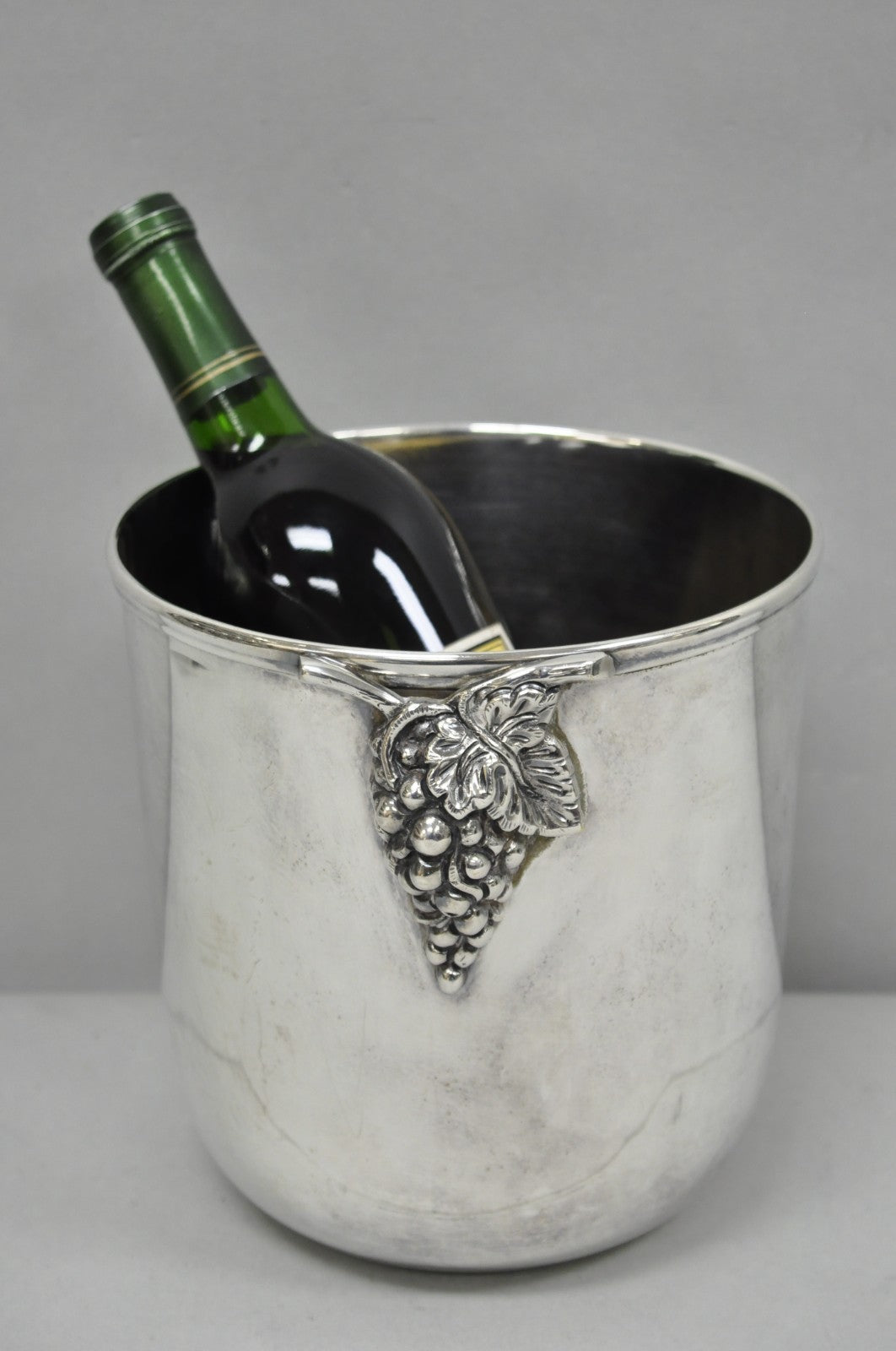Vintage Mid Century Silver Plated Grapevine Cluster Champagne Chiller Ice Bucket