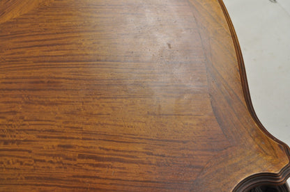 Antique French Louis XV Carved Walnut Inlaid Bombe Demilune Commode Dresser