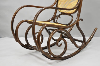 Vintage Mid Century Modern Thonet Style Bentwood & Cane Rocker Rocking Chair (A)