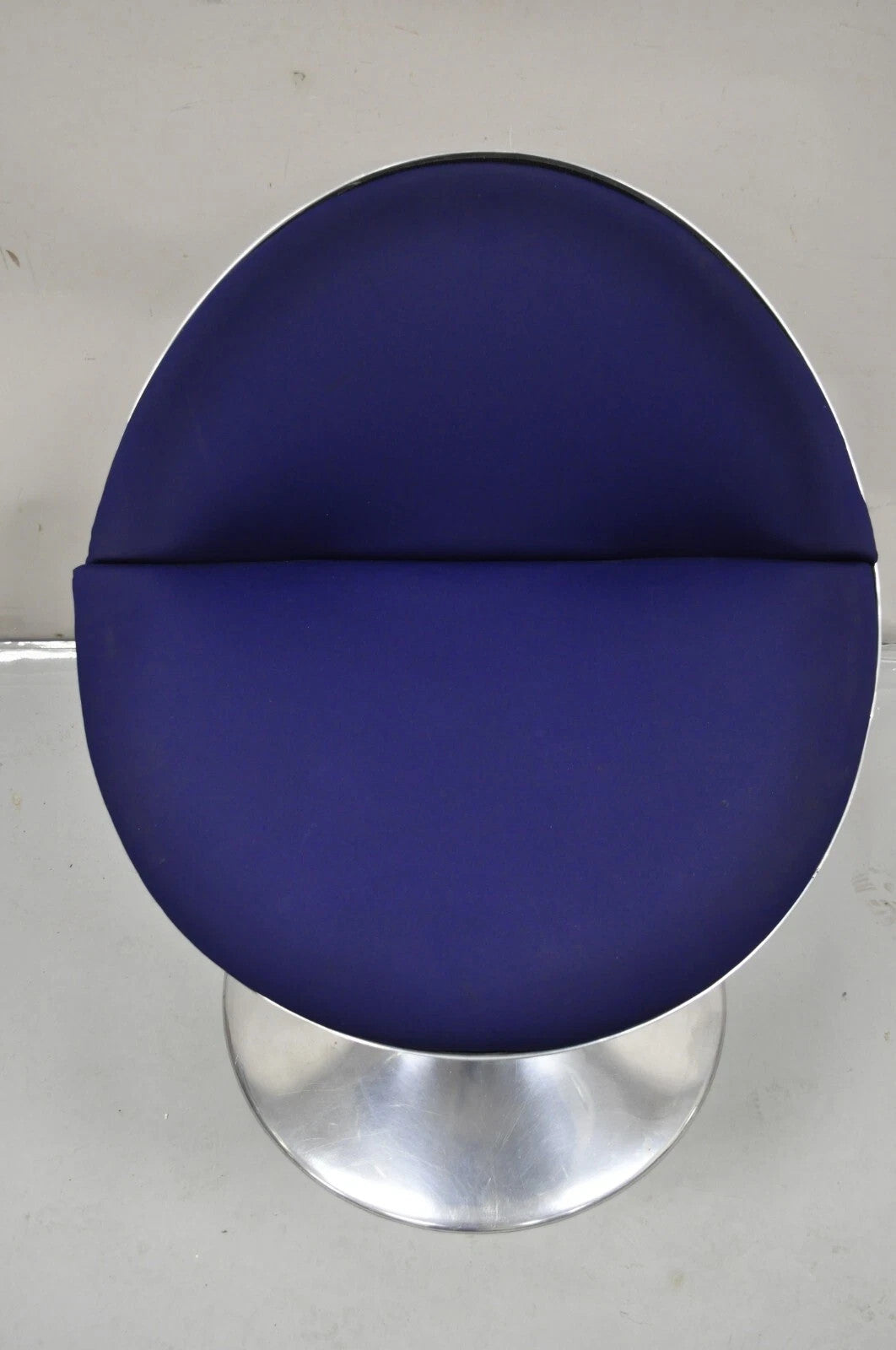 Prospettive Luna Swivel Aluminum Saarinen Style Blue Mid Century Modern Chair