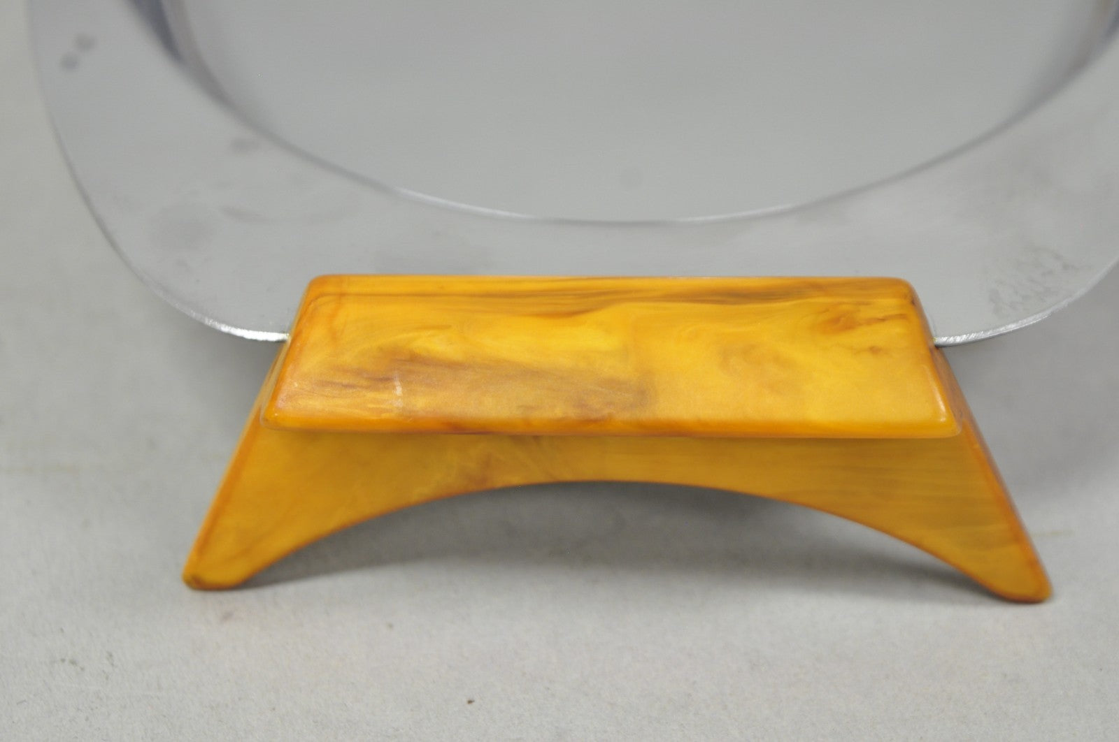 Vintage Art Deco Stainless Steel Glo-Hill Gourmates Butterscotch Bakelite Tray