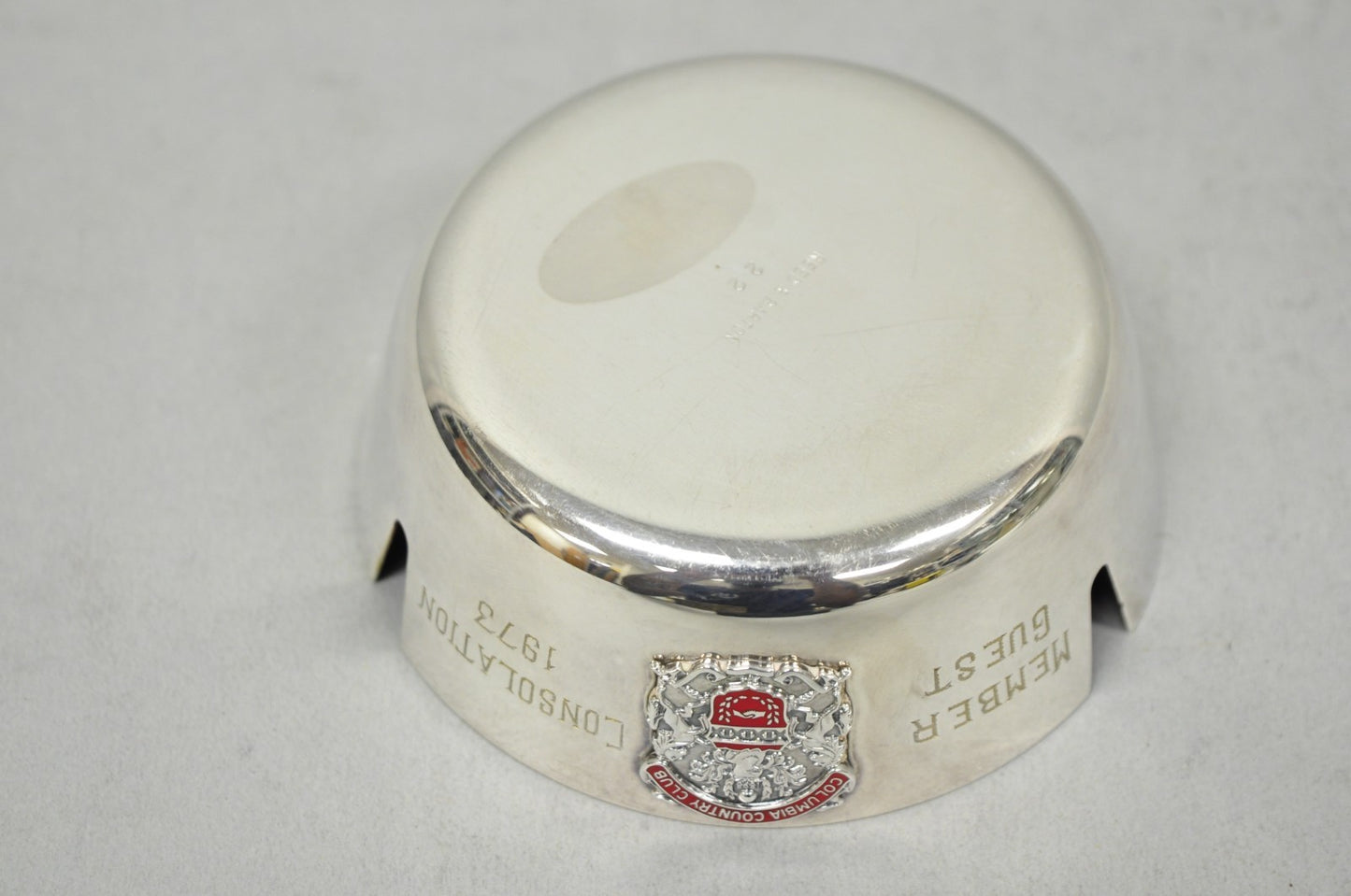 Vintage Reed & Barton 22 Silver Plated Red Enamel Columbia Country Club Ashtray