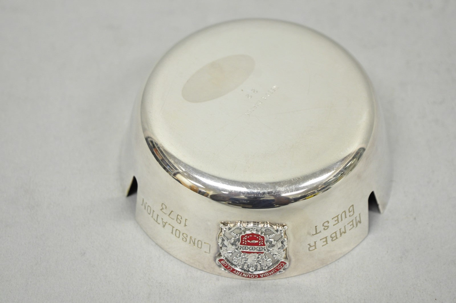 Vintage Reed & Barton 22 Silver Plated Red Enamel Columbia Country Club Ashtray