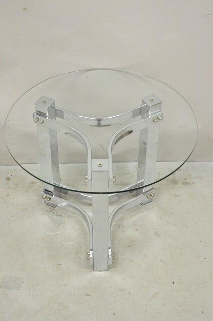 Vintage Chrome and Glass Mid Century Modern Space Age Round Accent Side Table