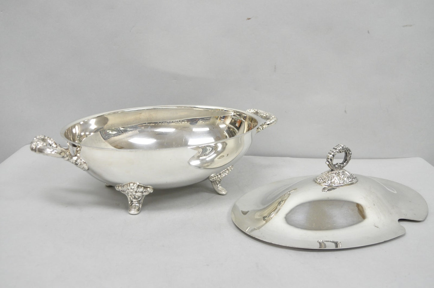 Vintage Poole Regency Style Footed Silver Plated Lidded Soup Tureen Serving Bowl