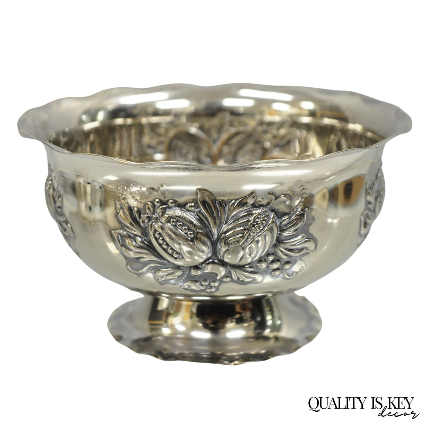 Antique Primans Sweden Silver Plated Repousse Nut Candy Small Bowl Dish