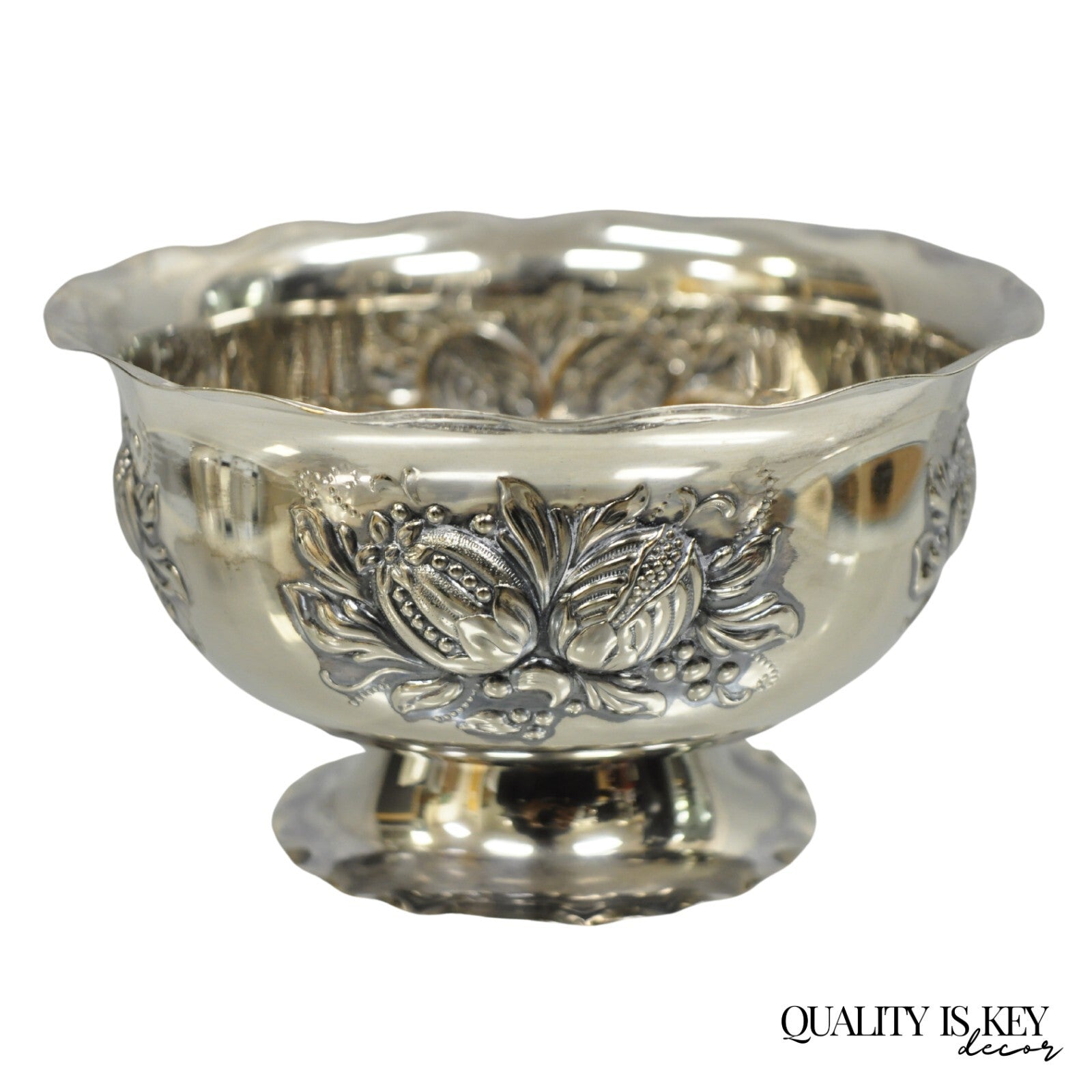 Antique Primans Sweden Silver Plated Repousse Nut Candy Small Bowl Dish