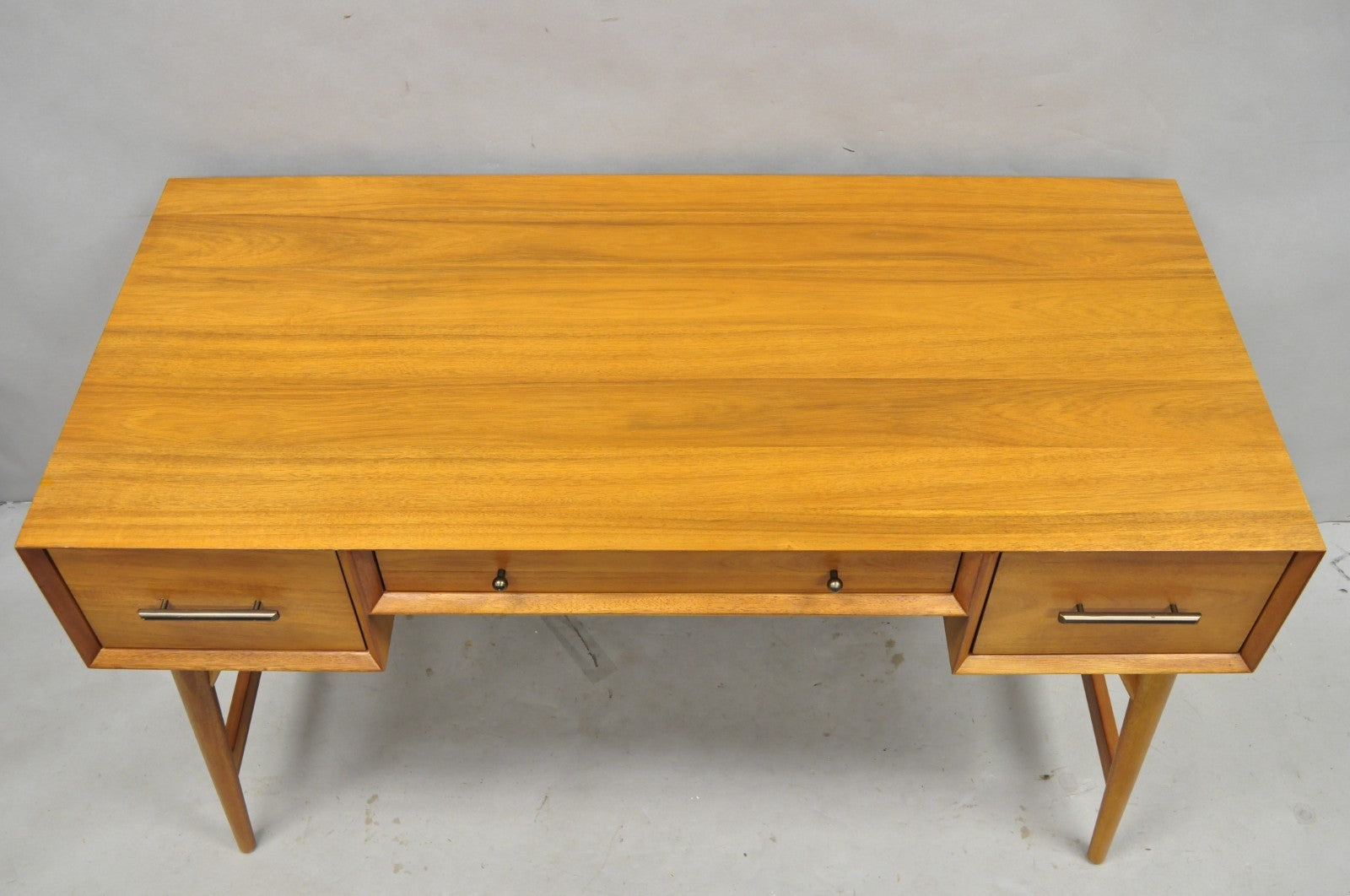 West Elm Williams Sonoma Mid Century Modern Acacia Teak Style Writing Desk (B)