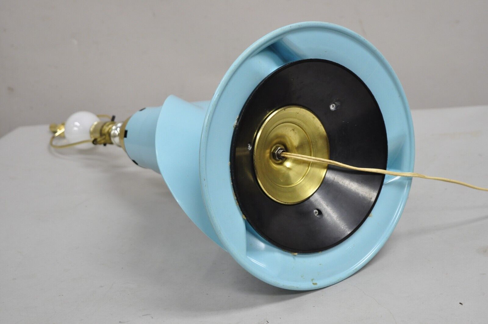 Vintage Mid Century Modern Turquoise Blue Washing Machine Agitator Table Lamp