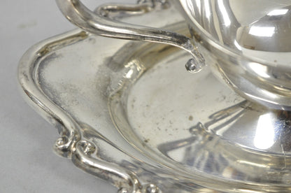 Vintage FB Rogers Silver Plated Victorian Gravy Sauce Boat w/ Attached Dish