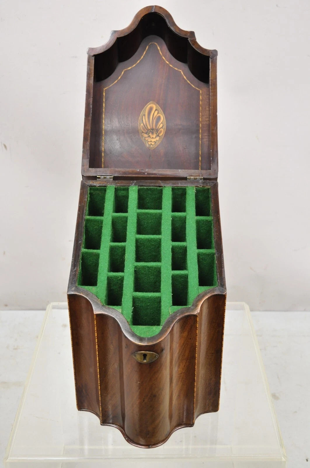 Antique George III Georgian Mahogany & Satinwood Inlay Buffet Knife Box