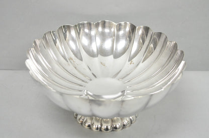 Vintage Reed & Barton Modern Silver Plated Oval Scalloped Pedestal Fruit Bowl