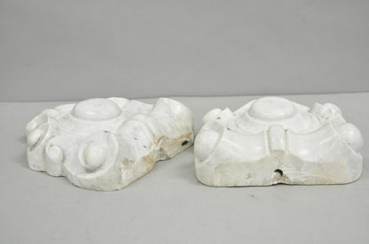 Antique Neoclassical Carved Marble Mantel Keystone Architectural Element - Pair