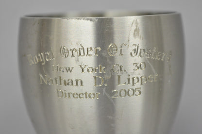 Vintage Royal Order of Jesters Figural Pewter Metal Award Goblet Chalice