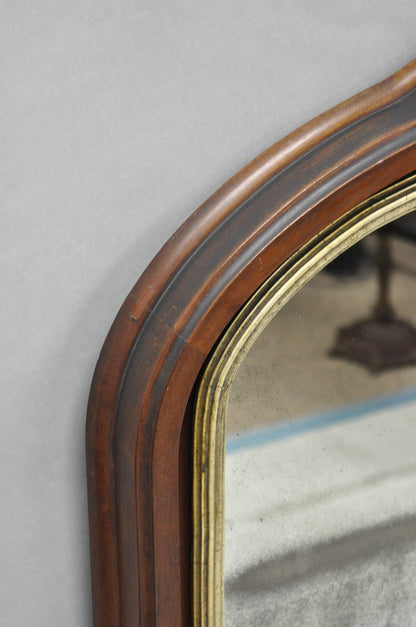 Antique American Empire Arched Mahogany Wood Frame Looking Glass Wall Mirror