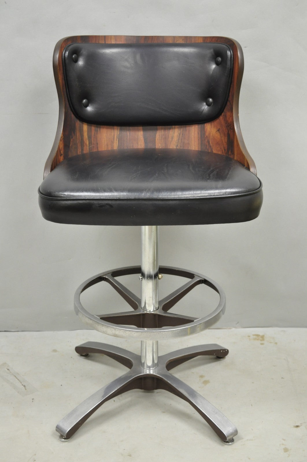 Vintage Daystrom Mid Century Modern Faux Rosewood Laminate Swivel Barstool Chair