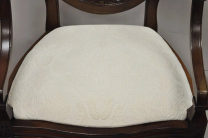 Hepplewhite Prince of Wales Plume Carved Shield Back Mahogany Dining Arm Chair