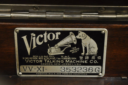 Antique Victor Talking Machine VV-XI Record Player Victrola Mahogany Floor Model