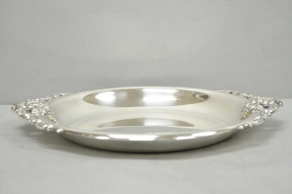 Vintage Wallace Baroque Silver Plated Round Twin Handle Serving Platter Bar Tray