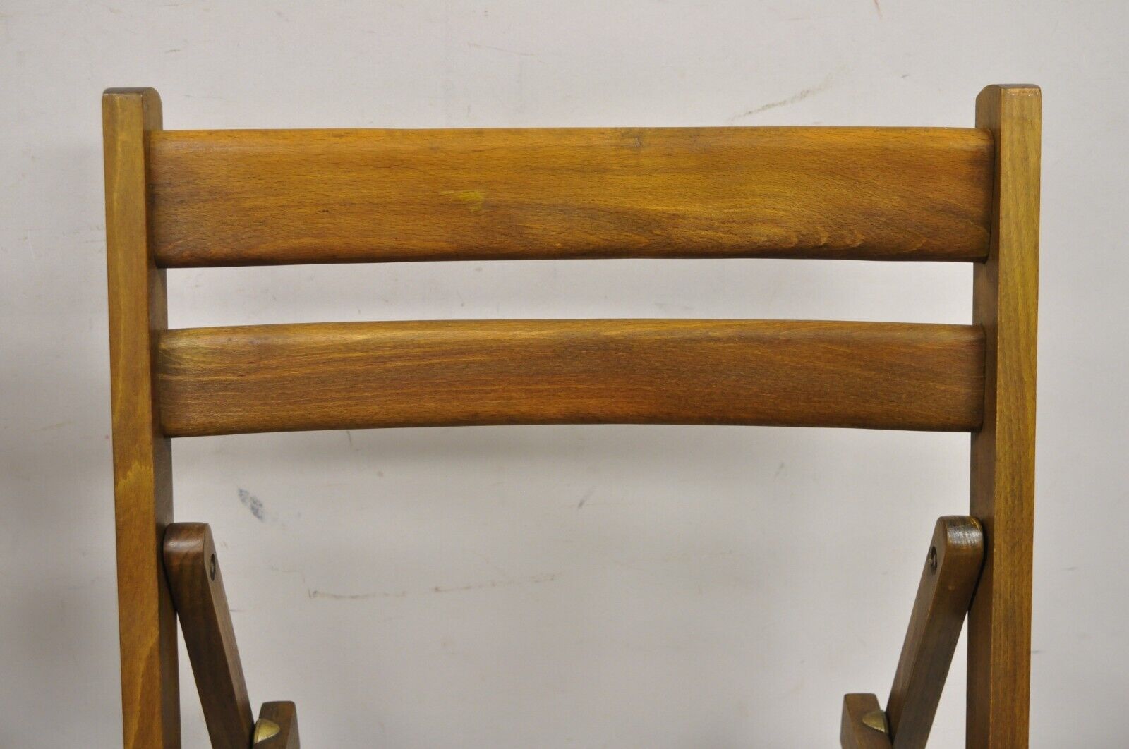 Vintage Mid Century Modern Solid Wood Slatted Folding Chairs  - Set of 6