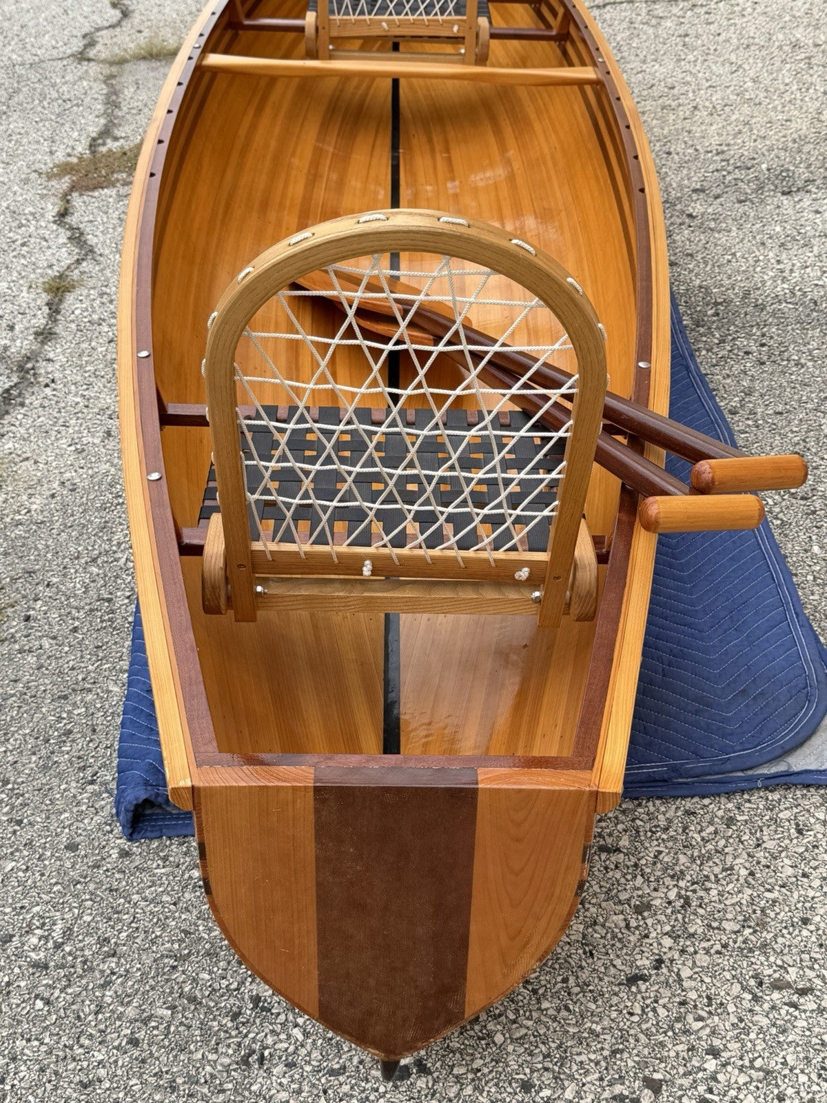 Cedar Strip Built 14' Square Stern Canoe & British Seagull 40 Outboard Motor