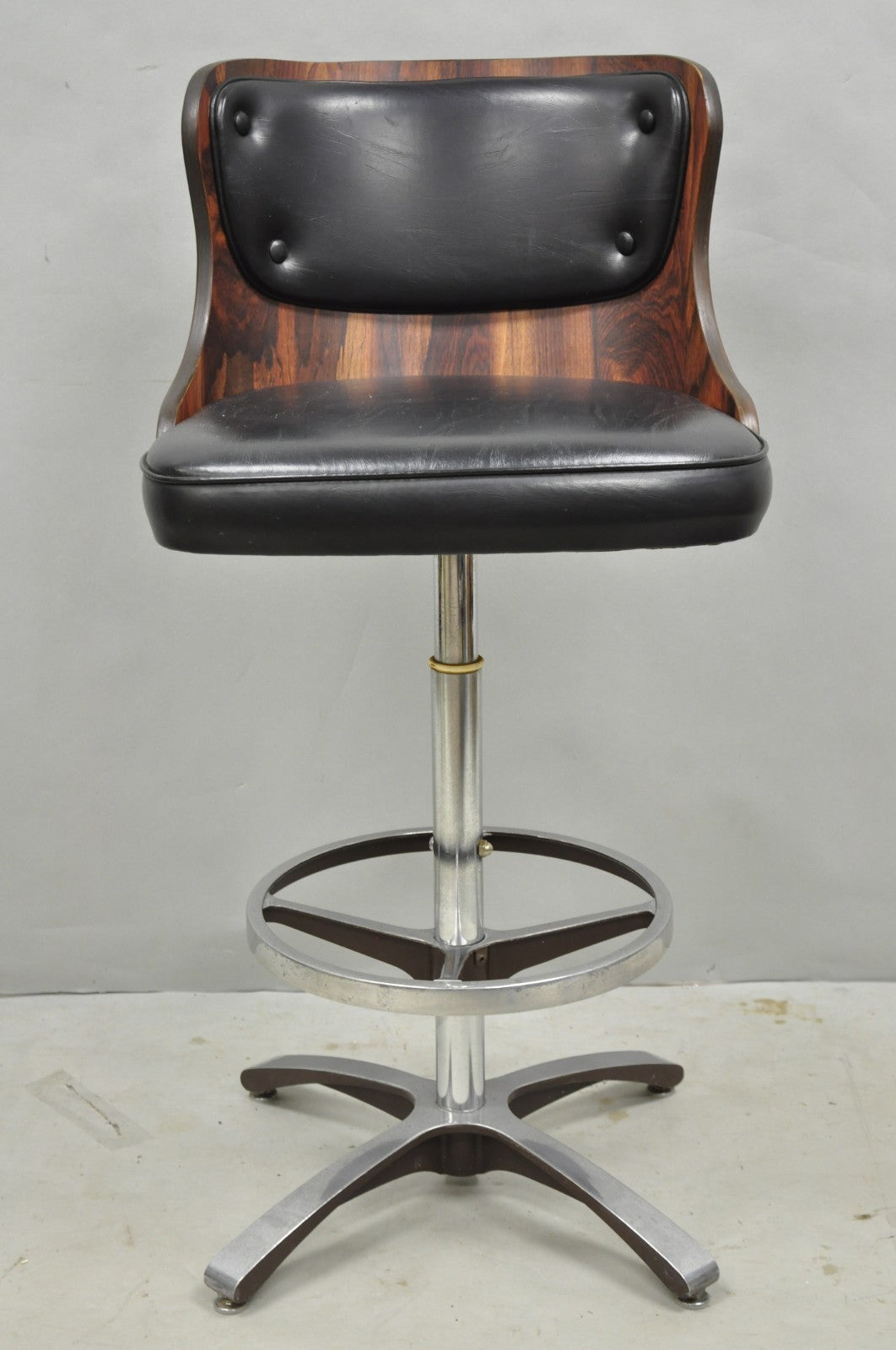 Vintage Daystrom Mid Century Modern Faux Rosewood Laminate Barstools - Set of 4