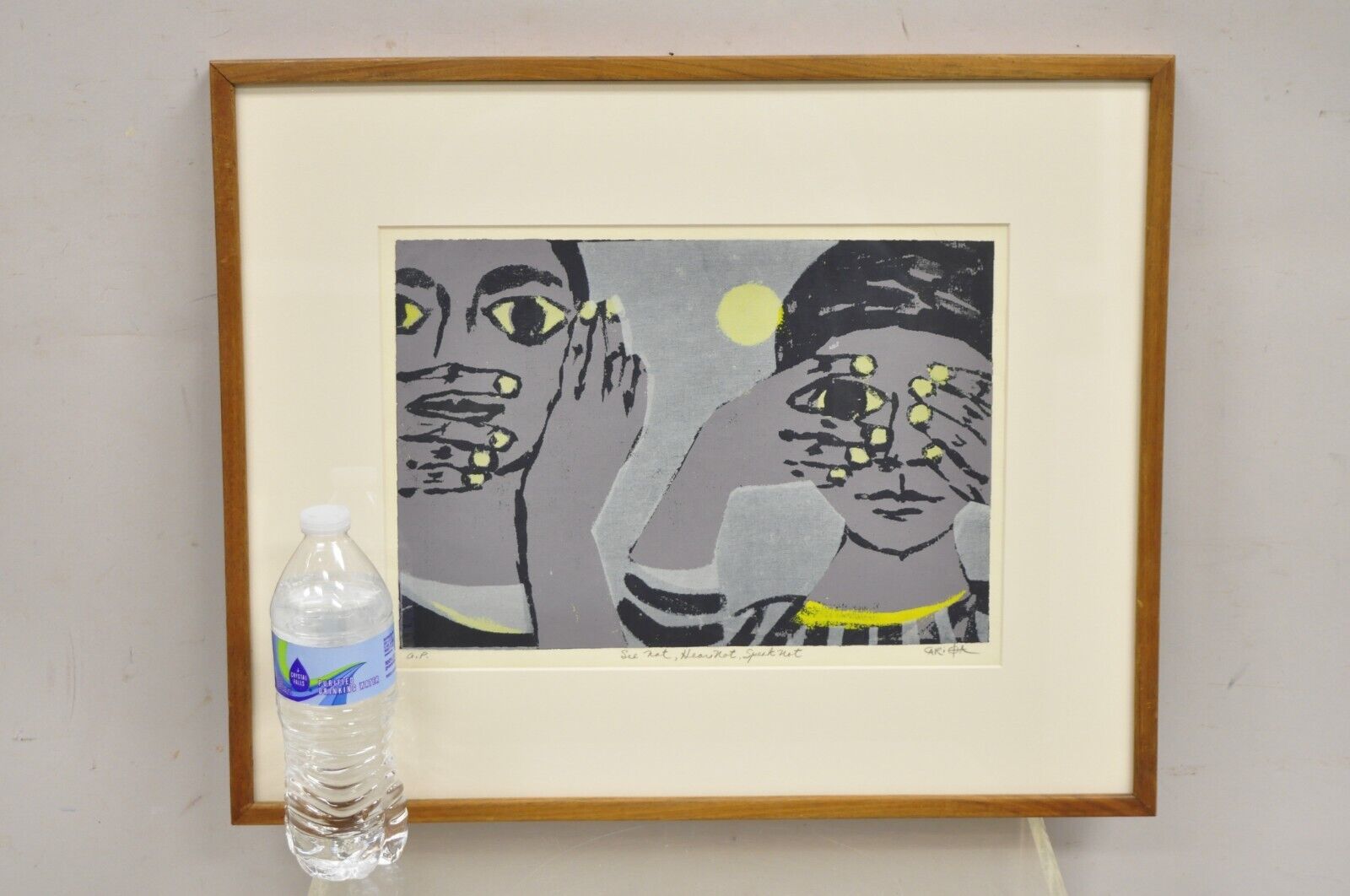 Robert Cariola "See not, Hear not, Speak not" Serigraph Print Mid Century Art