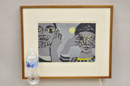 Robert Cariola "See not, Hear not, Speak not" Serigraph Print Mid Century Art